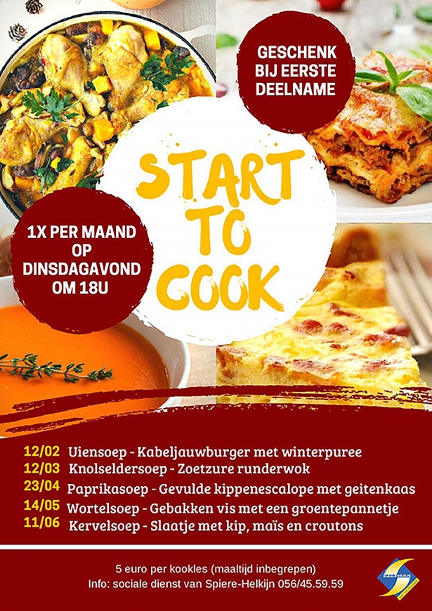 Affiche Start to cook 2019 met alle datums van de verschillende recepten 